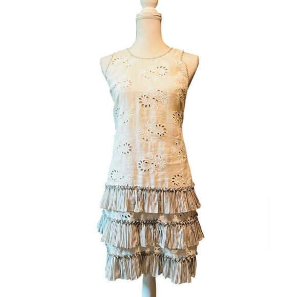 Rebecca Taylor Elegant Cream Sleeveless Dress Size 0 - Picture 1 of 13